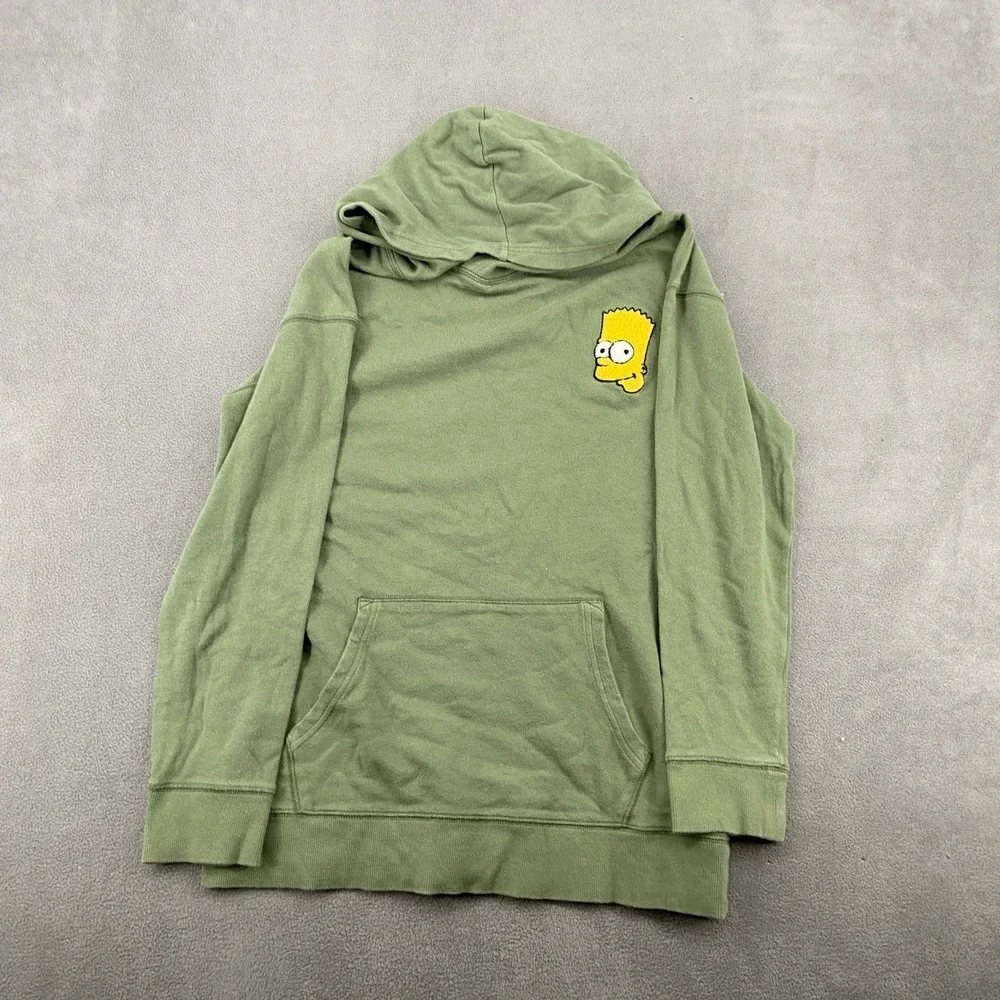 Old Navy PopSugar Bart Simpson Hoodie Kids XXL 18 Green‎ Sweatshirt Chenille